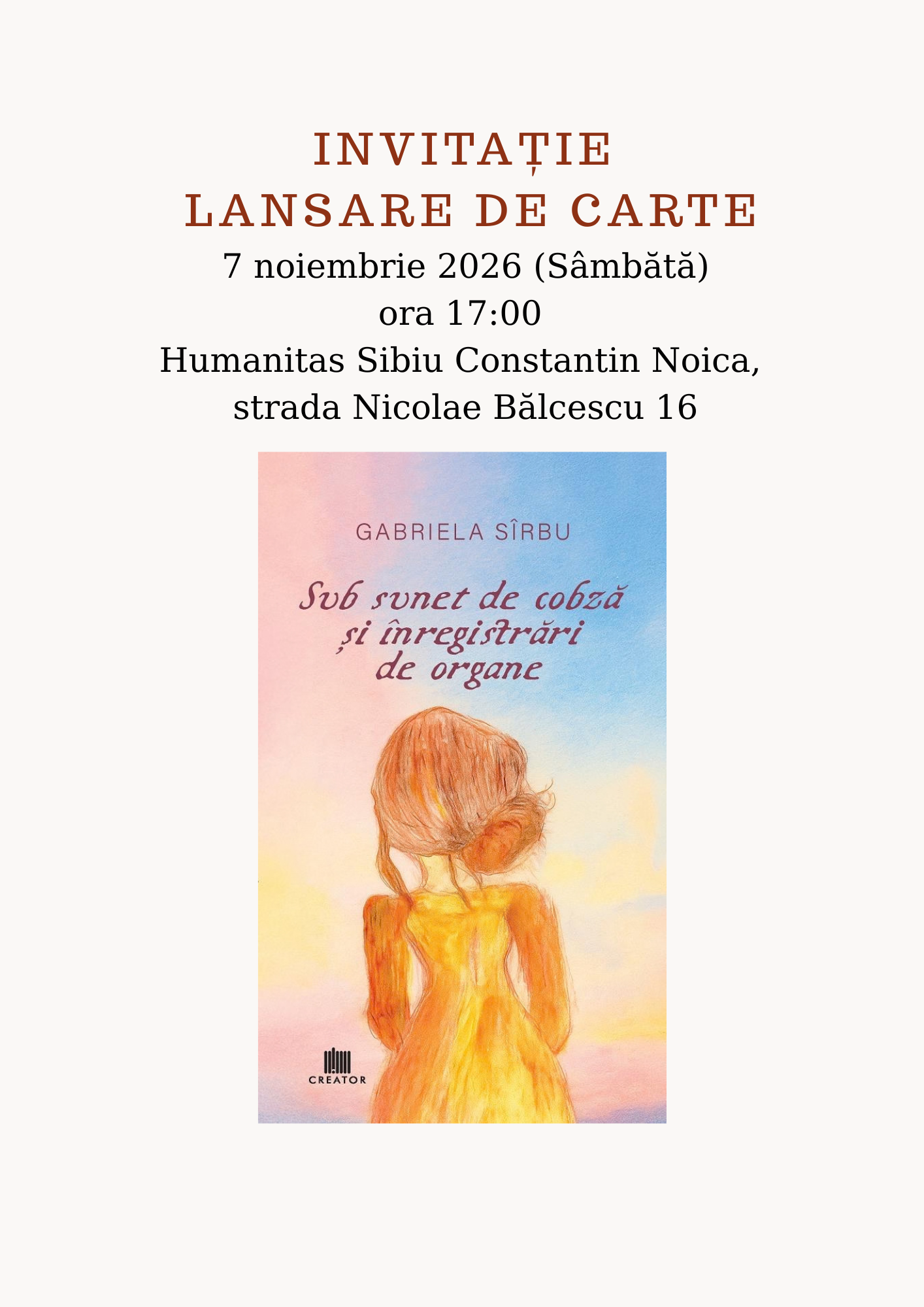 Invitatie lansare carte